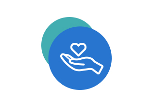 Animated hand holding a heart icon