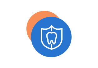 Animated tooth on a shield icon